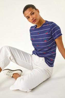 Roman Embroidered Cherry Cotton Tee