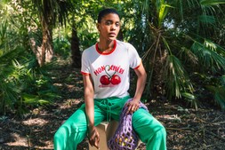 Roman Cherry Slogan Stretch T-Shirt