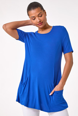 Roman Royal Blue Pocket Detail Tunic Top