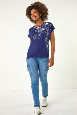 Roman Hotfix Floral Stretch T-Shirt