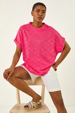 Roman Pink Textured Boxy Tee