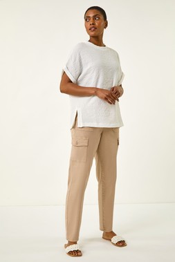 Roman Textured Crepe Stretch Boxy Shirt