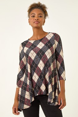 Roman Pink Jacquard Print Tunic Top