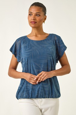Roman Navy Burnout Bubble Hem Top