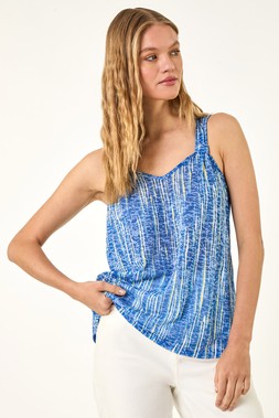 Roman Burnout Printed Toggle Vest Top