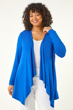 Roman Curve Royal Blue Waterfall Longline Cardigan