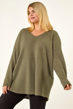 Sage Curve Textured V-Neck Stretch Top