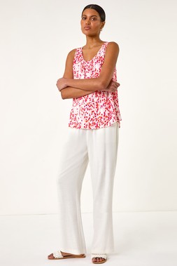Roman Pink Abstract Spot Print Button Vest