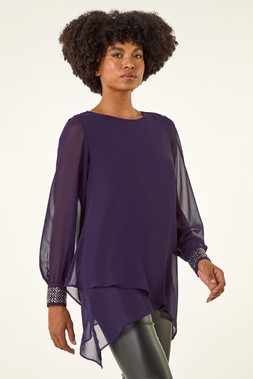 Roman Purple Sparkly Detail Layered Top