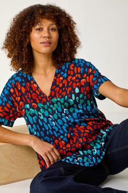 Roman Navy Abstract Spot Print Tunic