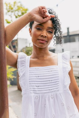 Roman Petite White Broderie Frill Top