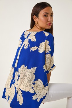 Roman Floral Button Detail Top