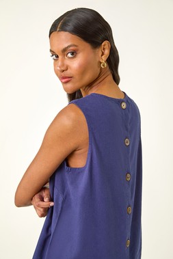 Roman Navy Button Back Vest Top
