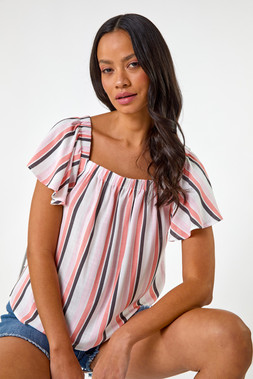 Roman Dusk Dusk Stripe Ruffle Top