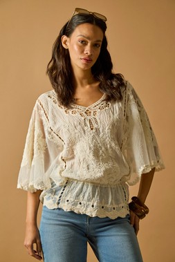 Roman Dusk Butterfly Lace Blouse