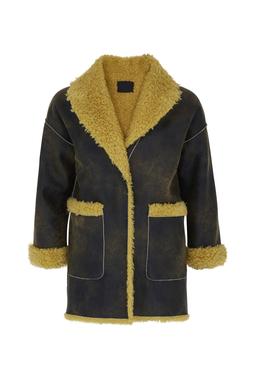 TK Maxx - Women - Gold Label - Leather Coat with Yellow Fur Lining - &pound;299.99 (RRP &pound;XX)