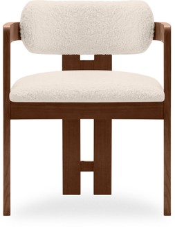 Hallie Carver Dining Chair, Speckled Stone Sustainable Boucle