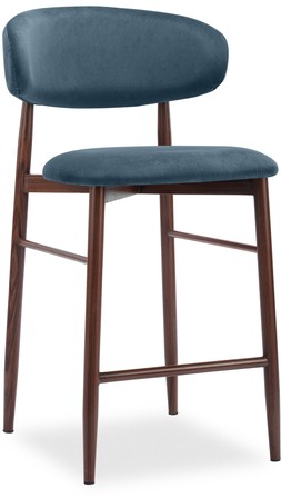 Halston Kitchen Stool, Dust Blue Sustainable Velvet
