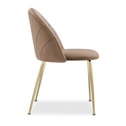 Sylvia Dining Chair, Taupe Sustainable Velvet & Brass