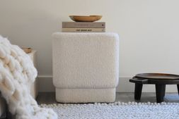 Soho Pouffe, Ivory White Boucle