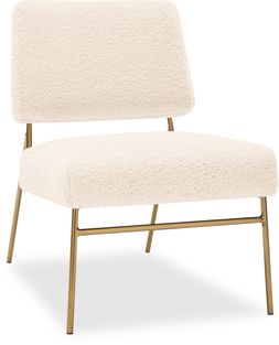 Holly Accent Chair, Ivory White Boucle & Brass