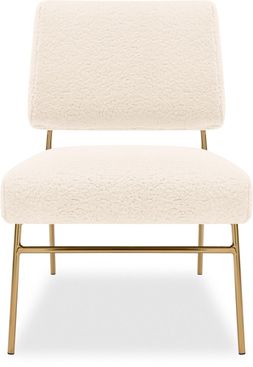 Holly Accent Chair, Ivory White Boucle & Brass