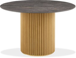 Caleb 4 Seat Round Dining Table, Sintered Stone & Oak