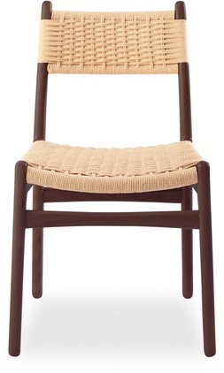 Alma Wooden Dining Chair, Natural Weave & Walnut
