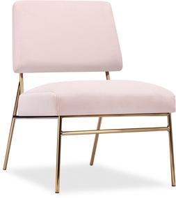 Holly Accent Chair, Light Pink Velvet & Brass