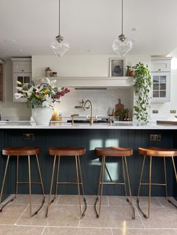 Victoria Metal Kitchen Stool, Walnut