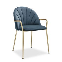 Sylvia Carver Dining Chair, Dust Blue Sustainable Velvet