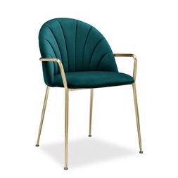 Sylvia Carver Dining Chair, Teal Sustainable Velvet