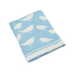Blue Throw with Bird Print