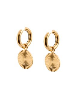 Maya Gold Tone Waterproof Disc Drop Hoop Earrings