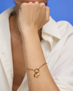 Nina Gold Tone Waterproof Star, Moon & Heart Charm Chain Bracelet