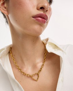 Danica Gold Tone Waterproof Heart Charm Chain Necklace