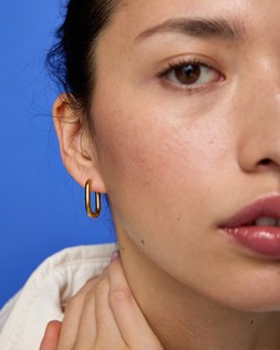 Wren Gold Tone Waterproof Oval Clicker Hoop Earrings