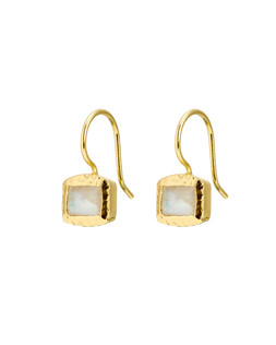 Ziva Moonstone Gold Plated Square Drop Earrings