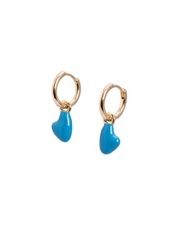 Saskia Blue Enamel Heart Drop Huggie Earrings