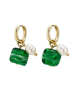 Maisie Bead & Faux Pearl Drop Hoop Earrings