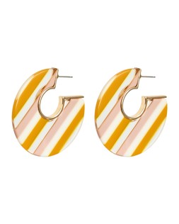 Amira Pink & Yellow Stripe Resin Hoop Earrings