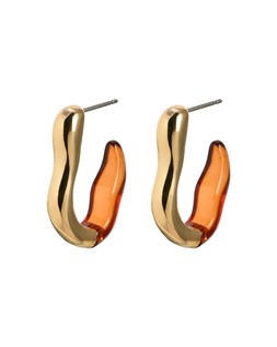 Maria Resin Brown & Gold Wavy Hoop Earrings