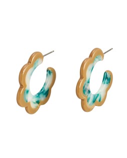 Georgina Blue & Brown Resin Curve Edge Hoop Earrings