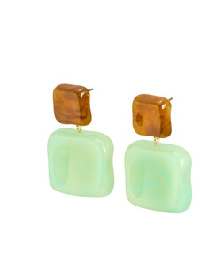 Ivey Green & Brown Resin Square Drop Earrings