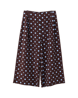 Chocolate Brown & Blue Polka Dot Wide Leg Culotte Trousers £70 €91