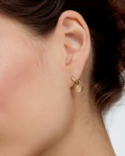 Maya Gold Tone Waterproof Disc Drop Hoop Earrings
