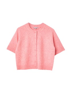 Pink Button Up Short Sleeve Knitted Cardigan £60 €78