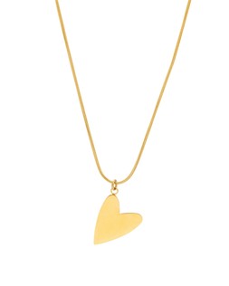 Billie Gold Tone Waterproof Heart Pendant Chain Necklace