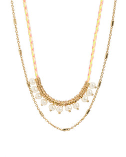 Amie Cord & Faux Pearl Double Row Necklace £26 €34