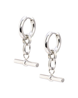 Aretha Silver Tone Waterproof T-Bar Drop Hoop Earrings £29.50 €38.50